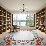 Multi-color and Patterns Ornate Red Floral Frame Area Rug