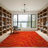 Vibrant Orange Swirl Abstract Area Rug