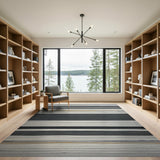 Bold Striped Black White Woven Area Rug