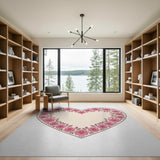 Vintage Pink Rose Heart Area Rug