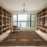 Tan Block Geometric Woven Rug in Brown