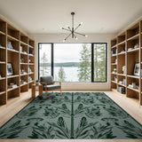 Green Fern Art Nouveau Area Rug