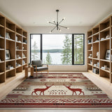 Red Deer Southwestern Area Rug