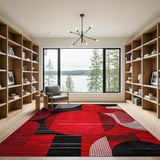 Abstract Bold Red Geometric Abstract Area Rug