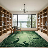 Enchanted Forest Rabbits Silhouette Area Rug