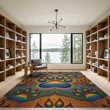 Rainbow Paw Print Area Rug