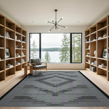 Grey Geometric Diamond Grey Area Rug