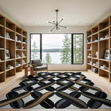 Black Tan Interlocking X Geometric Area Rug