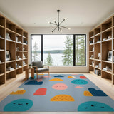 Playful Smiley Clouds Shapes Kids Rug