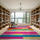 Vibrant Multi-Color Stripe Geometric Area Rug