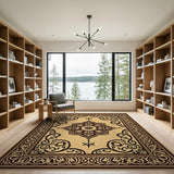 Ornate Beige Persian Medallion Area Rug