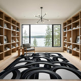 Black Interlocking Arches Geometric Rug