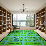 Retro Pixel City Map Area Rug