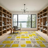 Playful Yellow Alphabet ABC Kids Rug