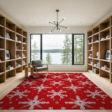 Festive Red Snowflake No. 6 Area Rug