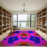 Vibrant Pink Tribal Sunburst Floral Rug