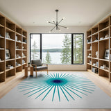 Teal Sunburst Radial Geometric Rug