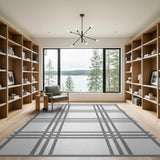 Modern Grey Grid Plaid Area Rug