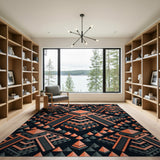 Orange Geometric Pyramid Area Rug