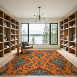 Multi-color and Patterns Vibrant Orange Persian Motif Area Rug