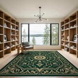 Traditional Persian Ornate Emerald Green Persian Medallion Rug