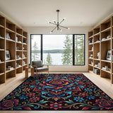 Ornate Rose Mandala Area Rug