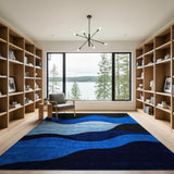 Abstract Area Blue and Teal Abstract Blue Waves Area Rug