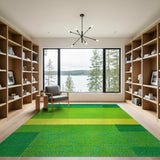 Vibrant Green Geometric Block Green Area Rug