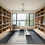 Geometric Modern Modern Black White Geometric Stripe Area Rug