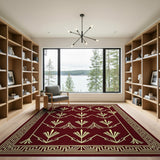 Maroon Papyrus Gold Art Deco Area Rug