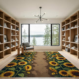 Sunflower Lined Dirt Path Area Rug