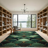 Emerald Green Scallop Fan Area Rug