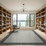 Black White Chevron Border Dotted Area Rug