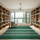 Green Striped Geometric Area Rug