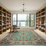 Blue and Teal Ornate Teal Persian Floral Area Rug