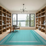 Teal Nested Geometric Frame Area Rug