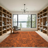 Orange Ornate Peacock Mask Area Rug