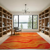 Bold Orange Wavy Geometric Area Rug