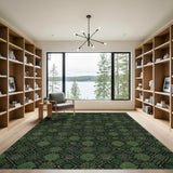Green Floral Vintage Diamond Area Rug