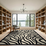 Wavy Scribble Abstract Area Rug - Black White