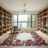 Ornate Grape Vine Border Area Rug