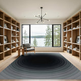 Grayscale Concentric Circles Modern Area Rug