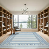 Blue Striped Coastal Washable Area Rug