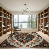 Traditional Persian Floral Calligraphy Area Rug