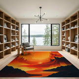 Fiery Orange Canyon Landscape Rug