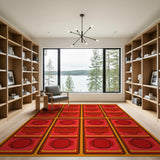 Cheerful Pixel Smiley Faces Red Area Rug