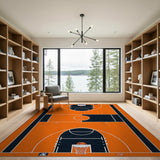 Orange Geometric Modern Orange Basketball Court Area Rug