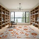 Vintage Orange Floral Pattern Area Rug