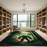Bigfoot Silhouette Wilderness Forest Rug