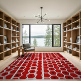 Bold Red Hexagon Star Geometric Area Rug